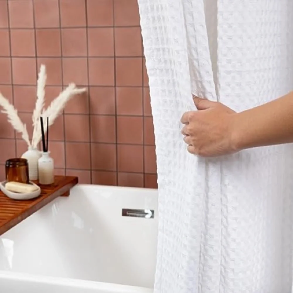 The Texture Company NY Heavy Cotton Waffle Shower Curtain